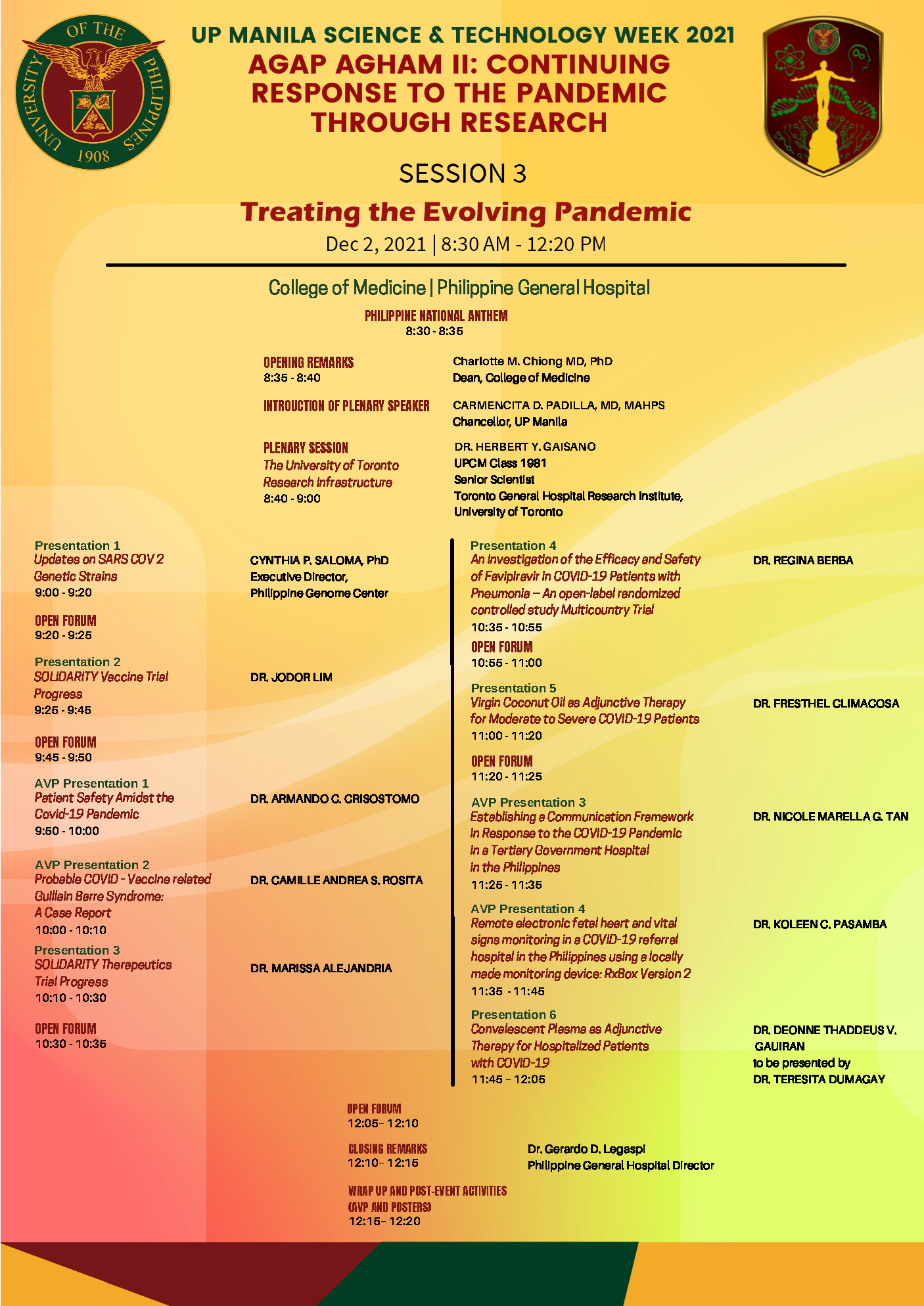17th UP Manila S&T Week (2021): “Treating the Evolving Pandemic” (UPCM ...