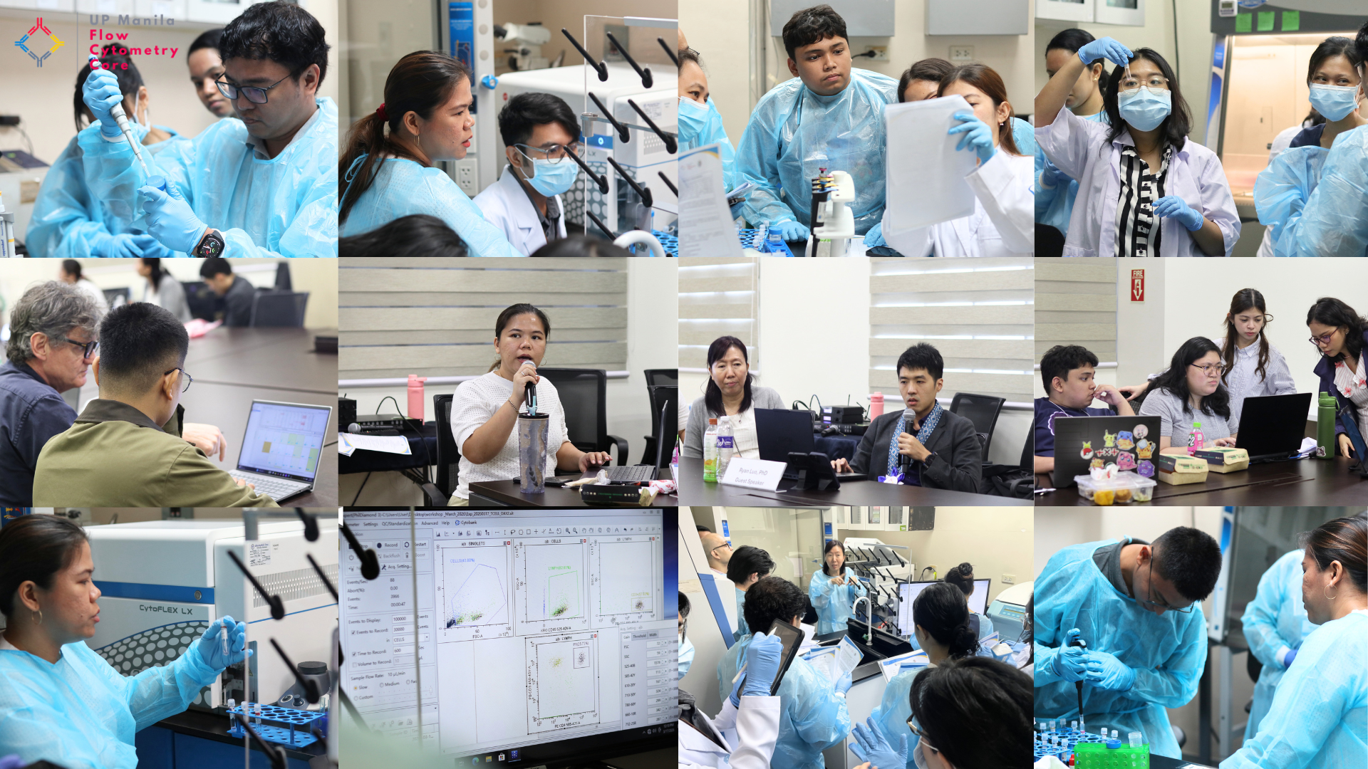 Participants doing hand-on flow cytometry staining and sample acquisition using the CytoFLEX LX flow cytometer